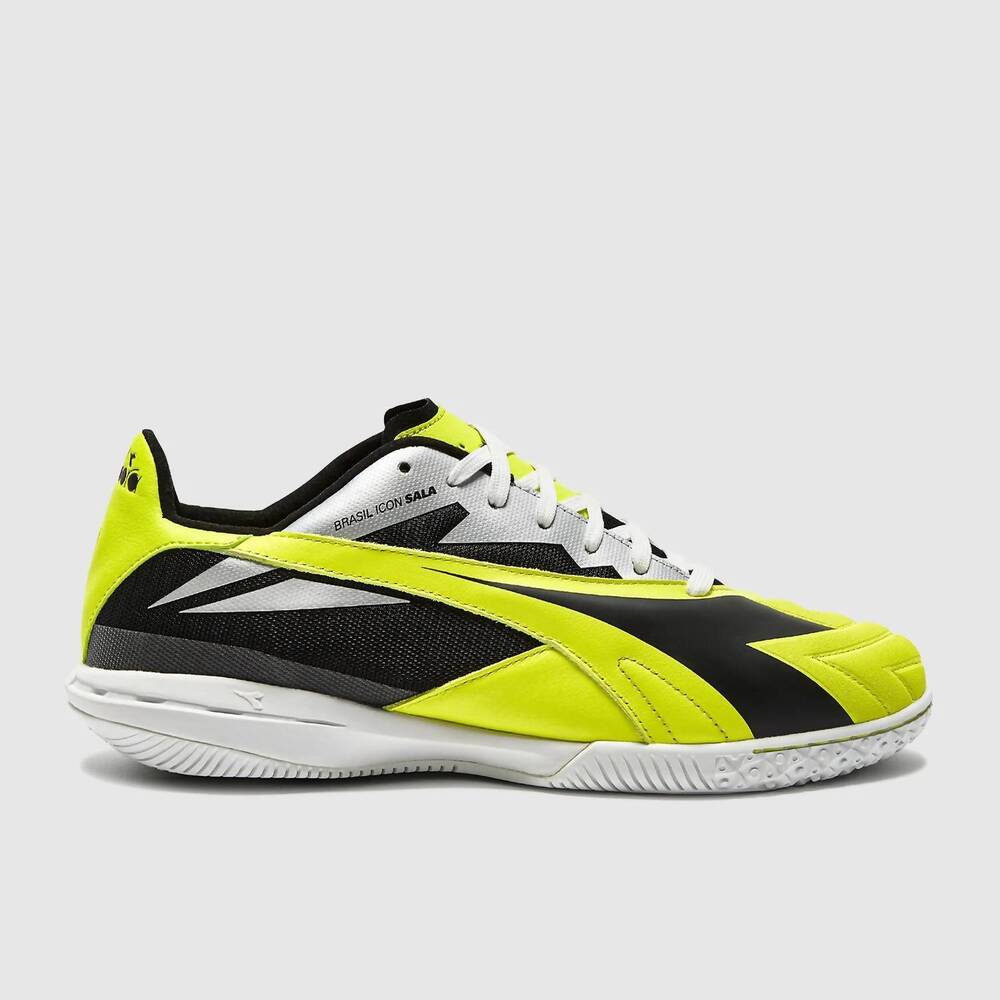 NEW DIADORA men's brasil sala id shoes in black/fluo yellow/